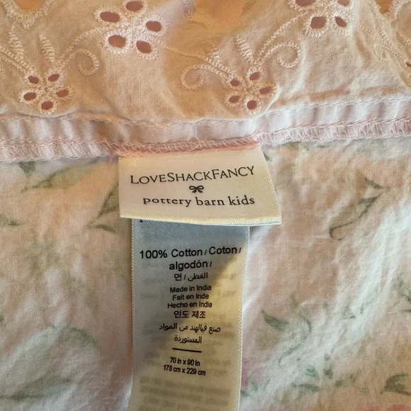 LoveShackFancy & Pottery Barn Pink  Floral Tablecloth – 70” x 90” – 100% Cotton - Picture 6 of 9